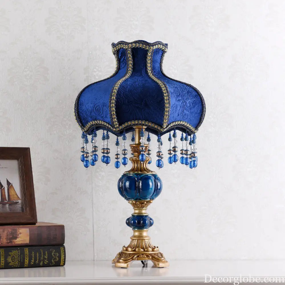 Retro bedroom table lamp warm romantic long lamp wedding room girl online red creative European bedside lamp