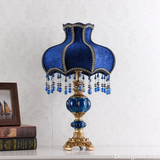 Retro bedroom table lamp warm romantic long lamp wedding room girl online red creative European bedside lamp