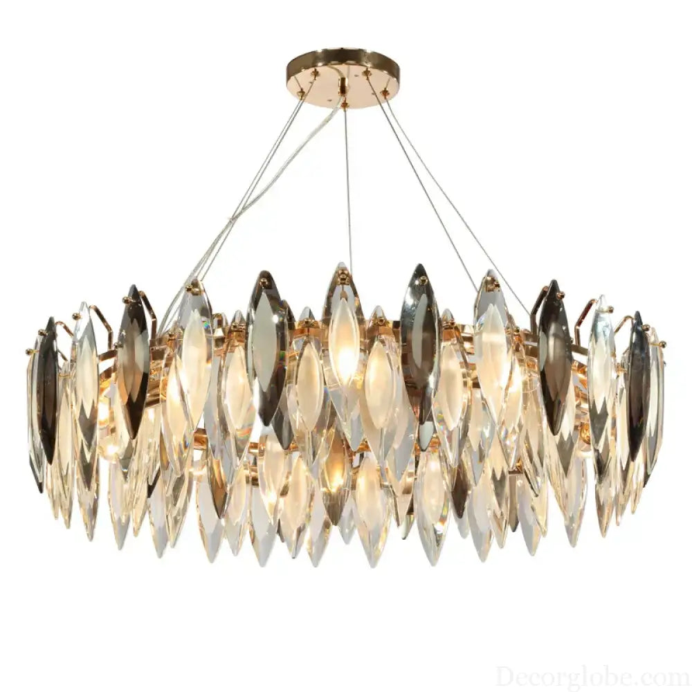 Elegant Round Gold LED Crystal Chandelier - A Modern Luxury Lighting Fixture for Dining Rooms, Living Rooms, and Home Decor - DecorGlobe
