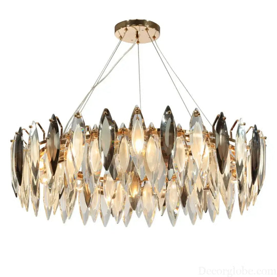 Elegant Round Gold LED Crystal Chandelier - A Modern Luxury Lighting Fixture for Dining Rooms, Living Rooms, and Home Decor - DecorGlobe