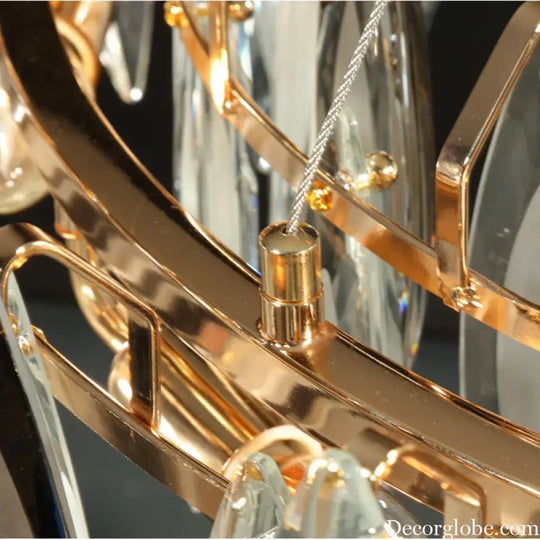 Elegant Round Gold LED Crystal Chandelier - A Modern Luxury Lighting Fixture for Dining Rooms, Living Rooms, and Home Decor - DecorGlobe