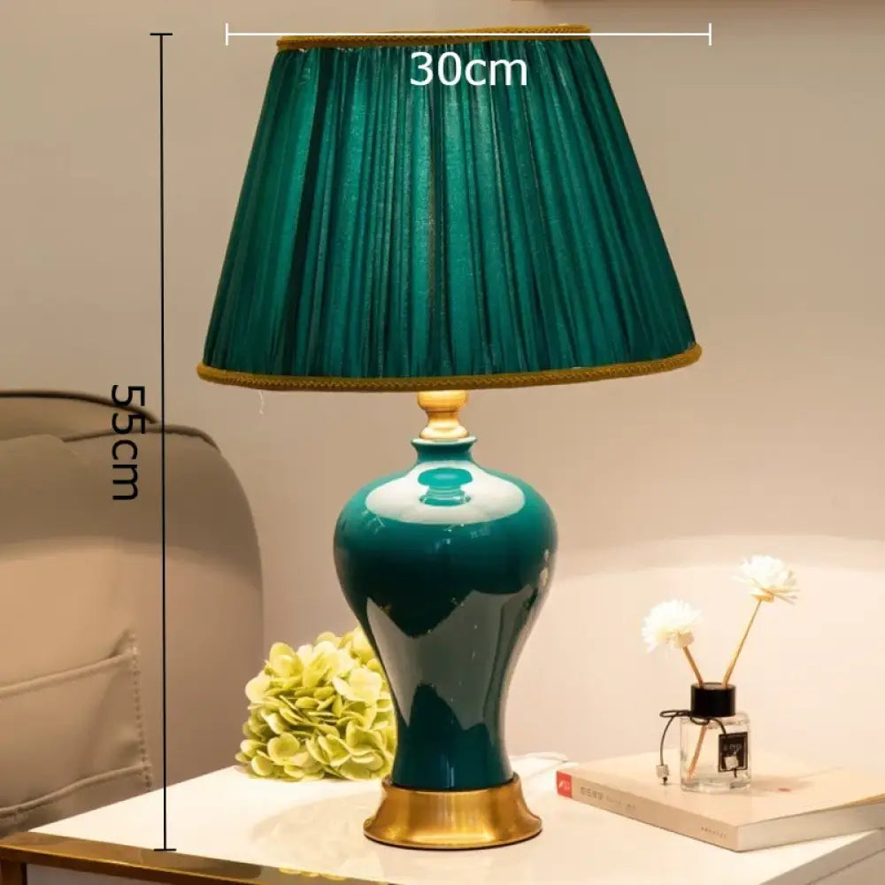 Adeline Retro Ceramic Fabric Table Lamp - A
