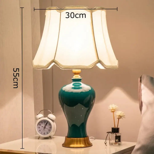 Adeline Retro Ceramic Fabric Table Lamp - B