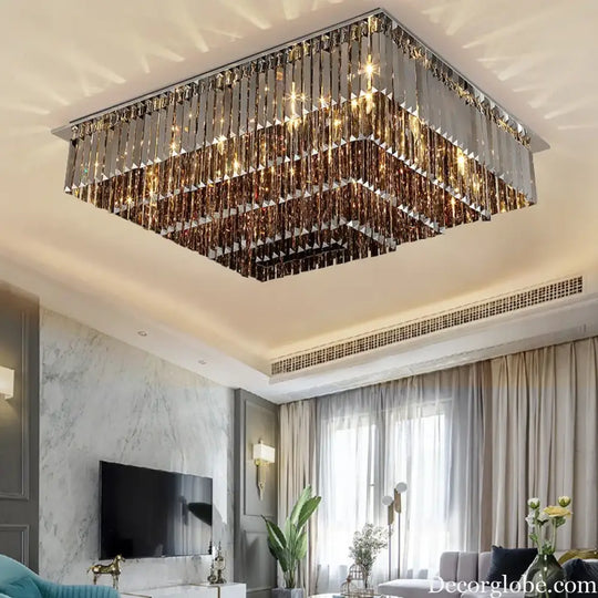 Modern Black Crystal Ceiling Light Luxury Bedroom Lamps Living Room Lustre Home Decor Led Ceiling Chandelier Home