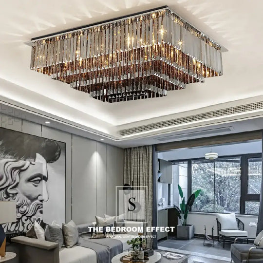 Modern Black Crystal Ceiling Light Luxury Bedroom Lamps Living Room Lustre Home Decor Led Ceiling Chandelier Home
