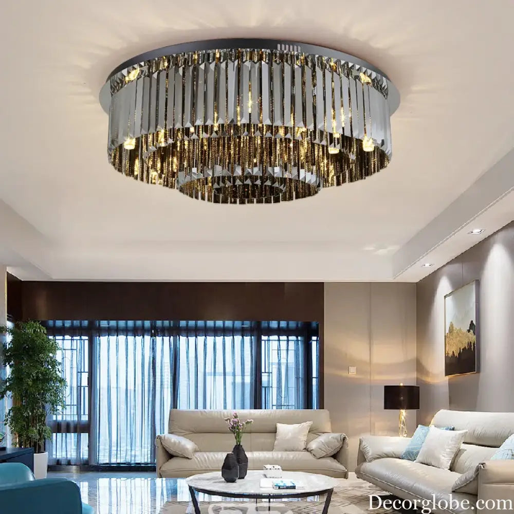Modern Black Crystal Ceiling Light Luxury Bedroom Lamps Living Room Lustre Home Decor Led Ceiling Chandelier Home