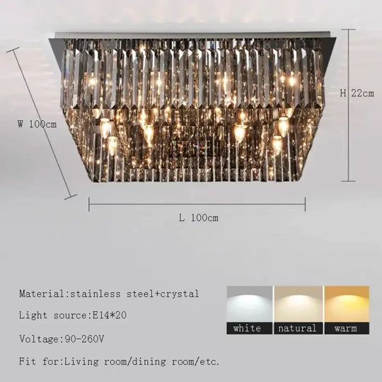 Modern Black Crystal Ceiling Light Luxury Bedroom Lamps Living Room Lustre Home Decor Led Ceiling Chandelier Home