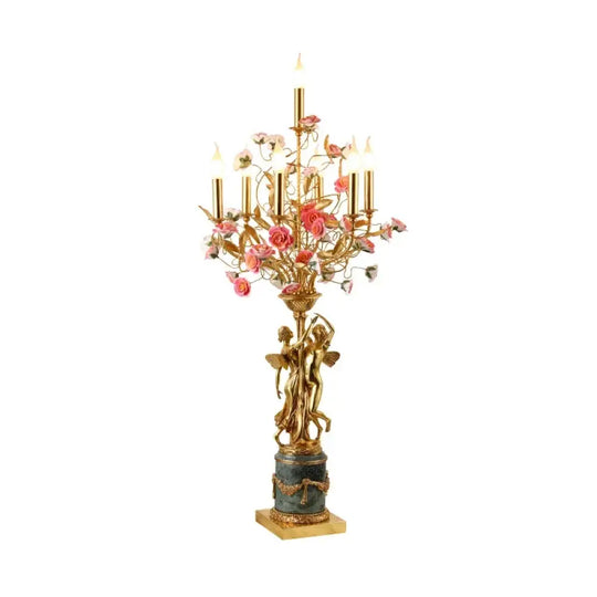New Villa Luxury Dining Table Candle Table Lamp Retro Living Room Hotel Lobby Decoration Brass Desk Lamp