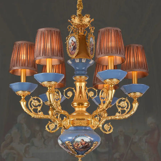 French style copper chandelier European style villa lamp pastoral luxury warm romantic ceramic light luxury lamps