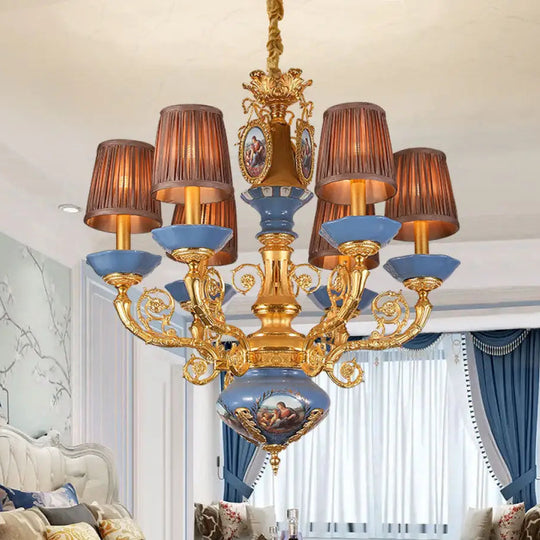 French style copper chandelier European style villa lamp pastoral luxury warm romantic ceramic light luxury lamps