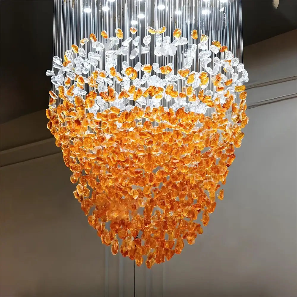 Seraphina Custom Build Amber Raindrop Crystal Chandelier custom / custom / Custom|Modern Chandelier