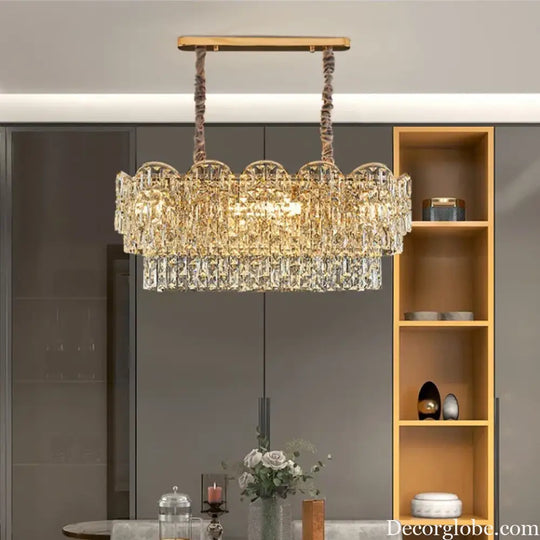 New Design Light Luxury Clean Crystal Chandelier Living Room Lamp Modern Simple Atmosphere Golden Luxury Villa Bedroom Lamp - DecorGlobe