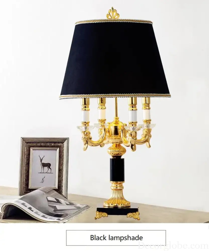 Élysée Luxury Black &amp; Gold Crystal Table Lamp - Table Lamp