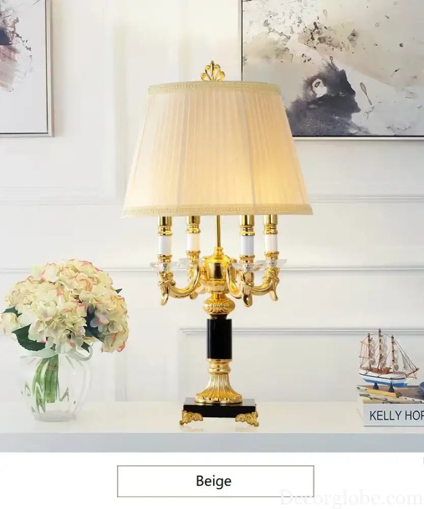 Élysée Luxury Black &amp; Gold Crystal Table Lamp - Table Lamp