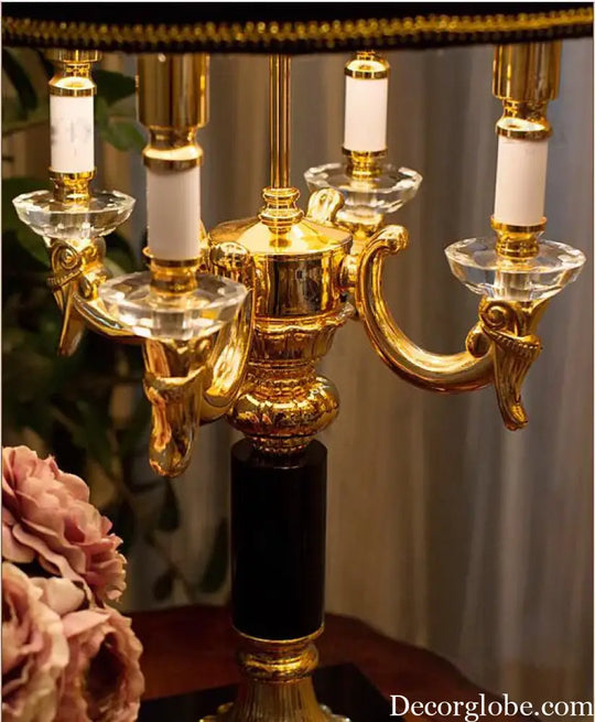 Élysée Luxury Black &amp; Gold Crystal Table Lamp - Table Lamp