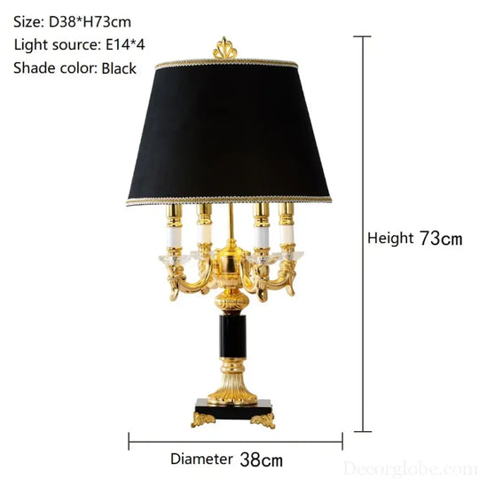 Élysée Luxury Black &amp; Gold Crystal Table Lamp - Table Lamp