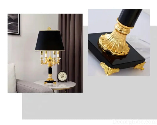 Élysée Luxury Black &amp; Gold Crystal Table Lamp - Table Lamp