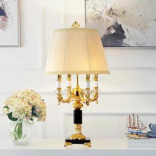 Élysée Luxury Black &amp; Gold Crystal Table Lamp - Beige shades - Table Lamp