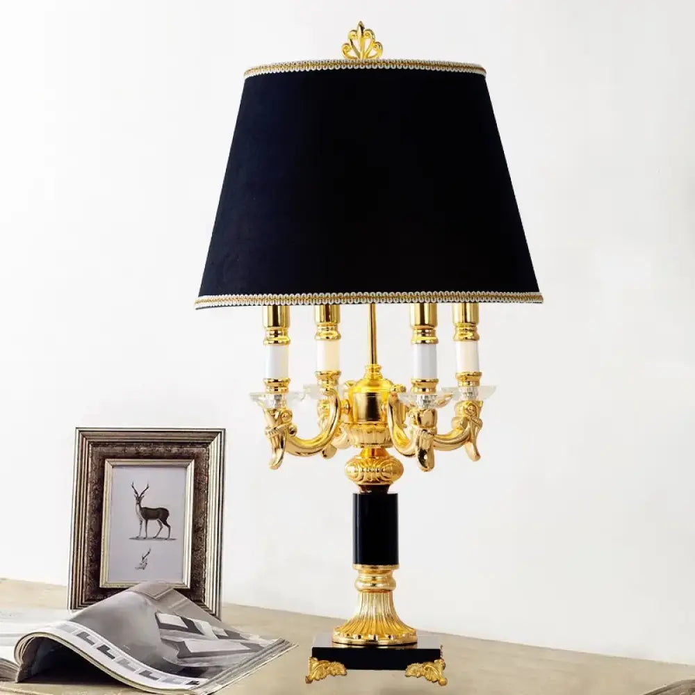Élysée Luxury Black &amp; Gold Crystal Table Lamp - Black shades - Table Lamp