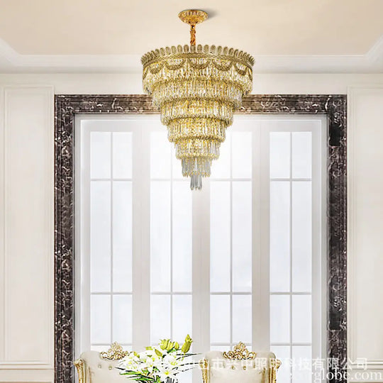 Serenity French All-Copper Light Luxury Hollow Crystal Chandelier Diameter 80cm height 80cm Chandelier