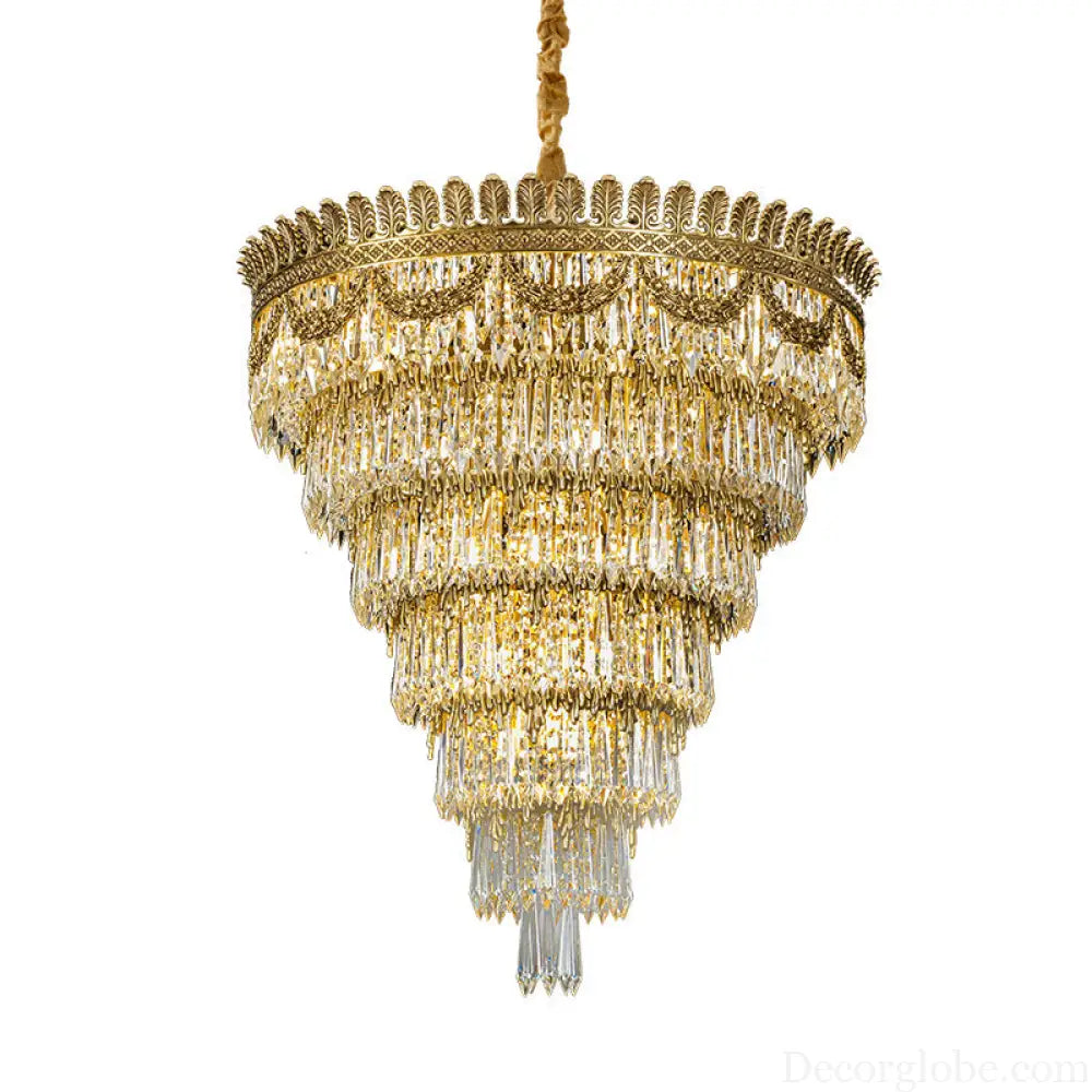 Serenity French All-Copper Light Luxury Hollow Crystal Chandelier Diameter 80cm height 80cm Chandelier