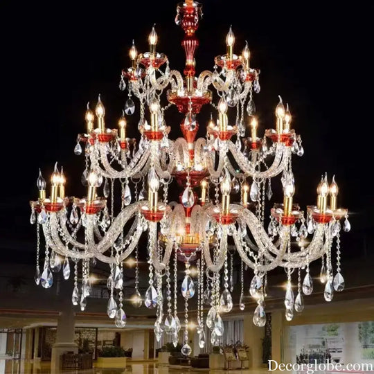 SERION Red Crystal Grand Luxury Chandelier Chandelier
