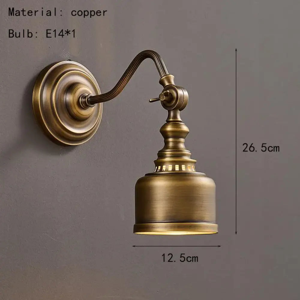 Old Copper Wall Lamp Clear Glass Indoor Parlor Bedside Stairs Hotel Bedroom Lighting Sconce Brass New Style - B / White