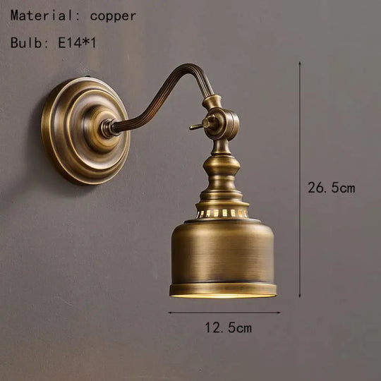 Old Copper Wall Lamp Clear Glass Indoor Parlor Bedside Stairs Hotel Bedroom Lighting Sconce Brass New Style - B / White