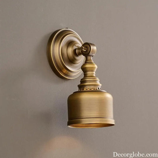 Old Copper Wall Lamp Clear Glass Indoor Parlor Bedside Stairs Hotel Bedroom Lighting Sconce Brass New Style