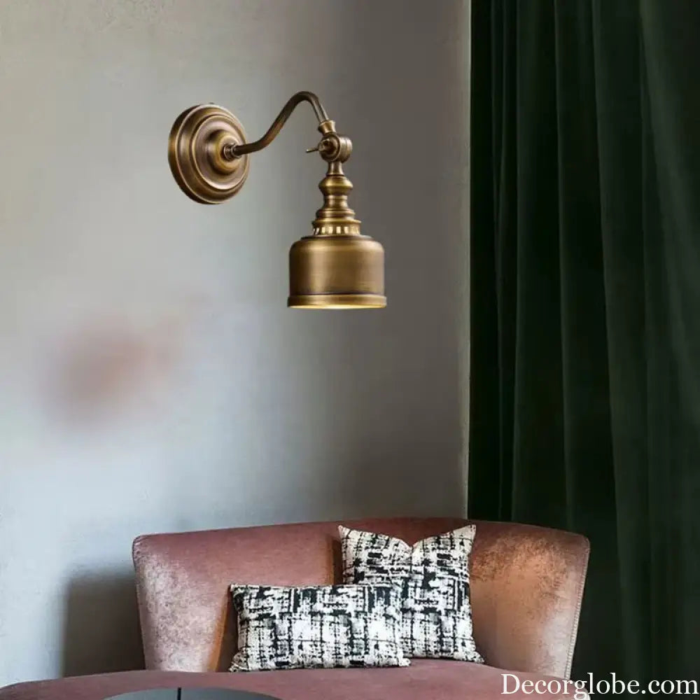 Old Copper Wall Lamp Clear Glass Indoor Parlor Bedside Stairs Hotel Bedroom Lighting Sconce Brass New Style