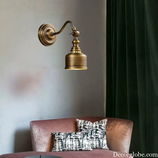 Old Copper Wall Lamp Clear Glass Indoor Parlor Bedside Stairs Hotel Bedroom Lighting Sconce Brass New Style