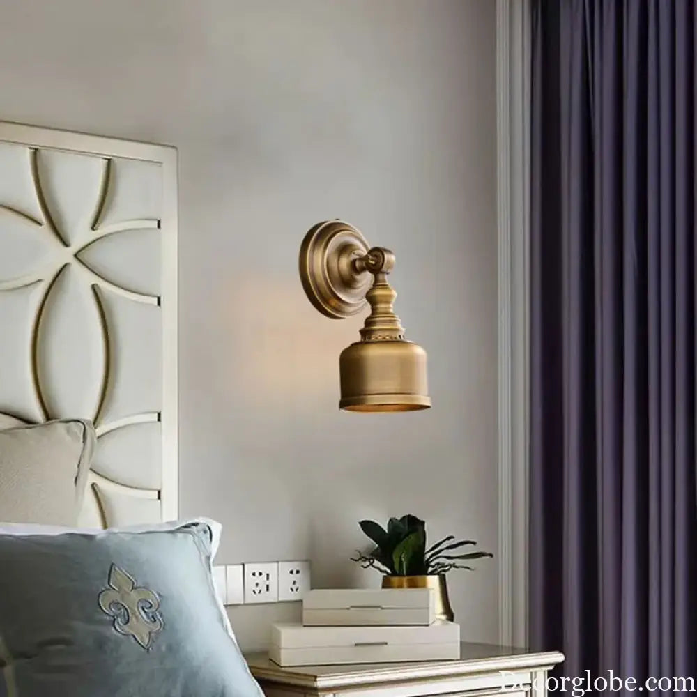 Old Copper Wall Lamp Clear Glass Indoor Parlor Bedside Stairs Hotel Bedroom Lighting Sconce Brass New Style