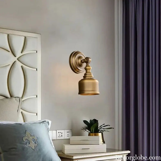 Old Copper Wall Lamp Clear Glass Indoor Parlor Bedside Stairs Hotel Bedroom Lighting Sconce Brass New Style