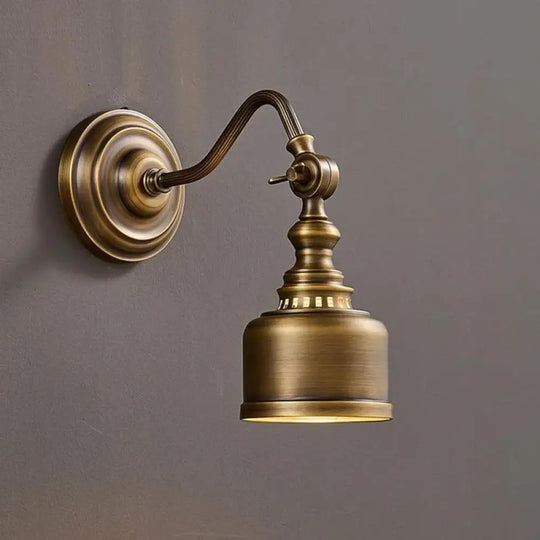 Old Copper Wall Lamp Clear Glass Indoor Parlor Bedside Stairs Hotel Bedroom Lighting Sconce Brass New Style