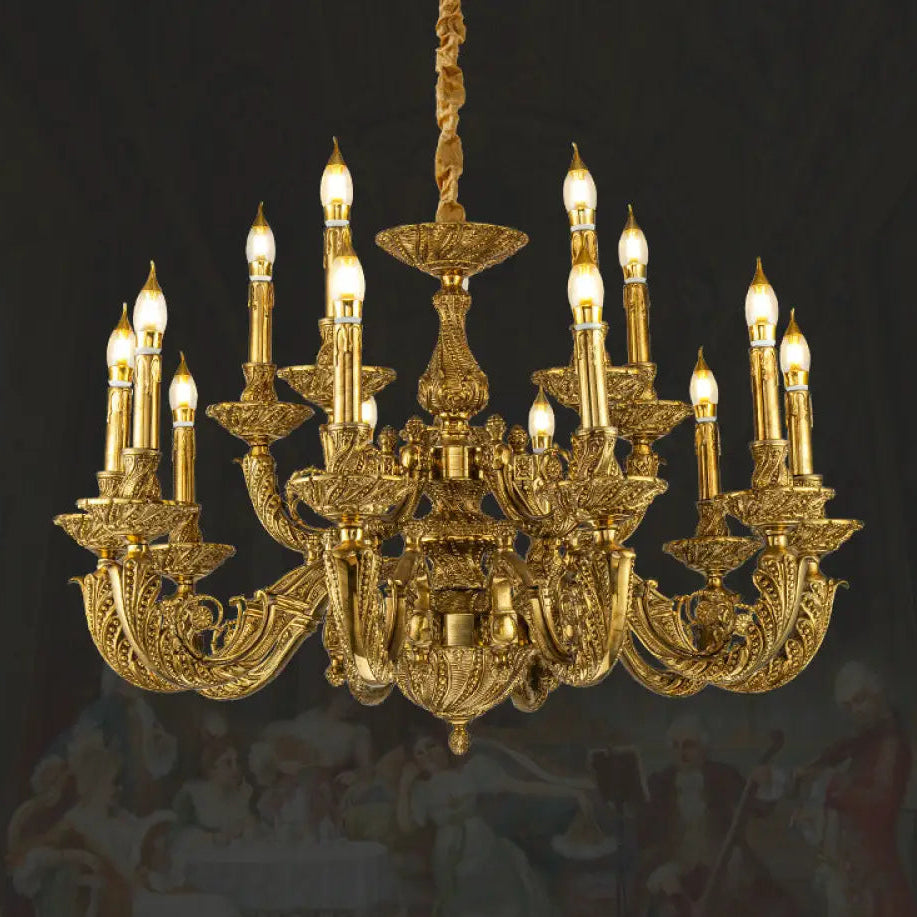 French Baroque Crystal Copper Branch Chandelier
