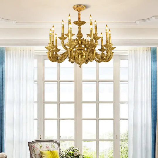 French Baroque Crystal Copper Branch Chandelier