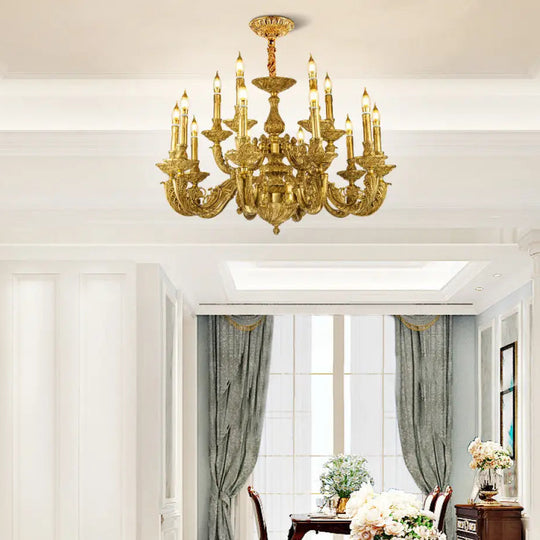 French Baroque Crystal Copper Branch Chandelier