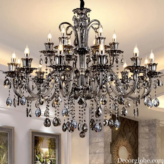 Smoky Gray Crystal Chandelier for Foyer and Staircase Lighting Chandelier
