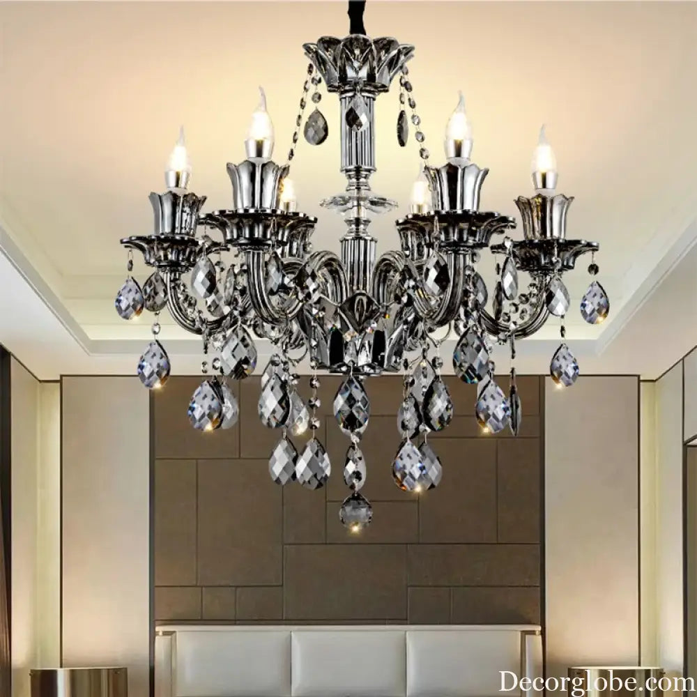 Smoky Gray Crystal Chandelier for Foyer and Staircase Lighting Chandelier