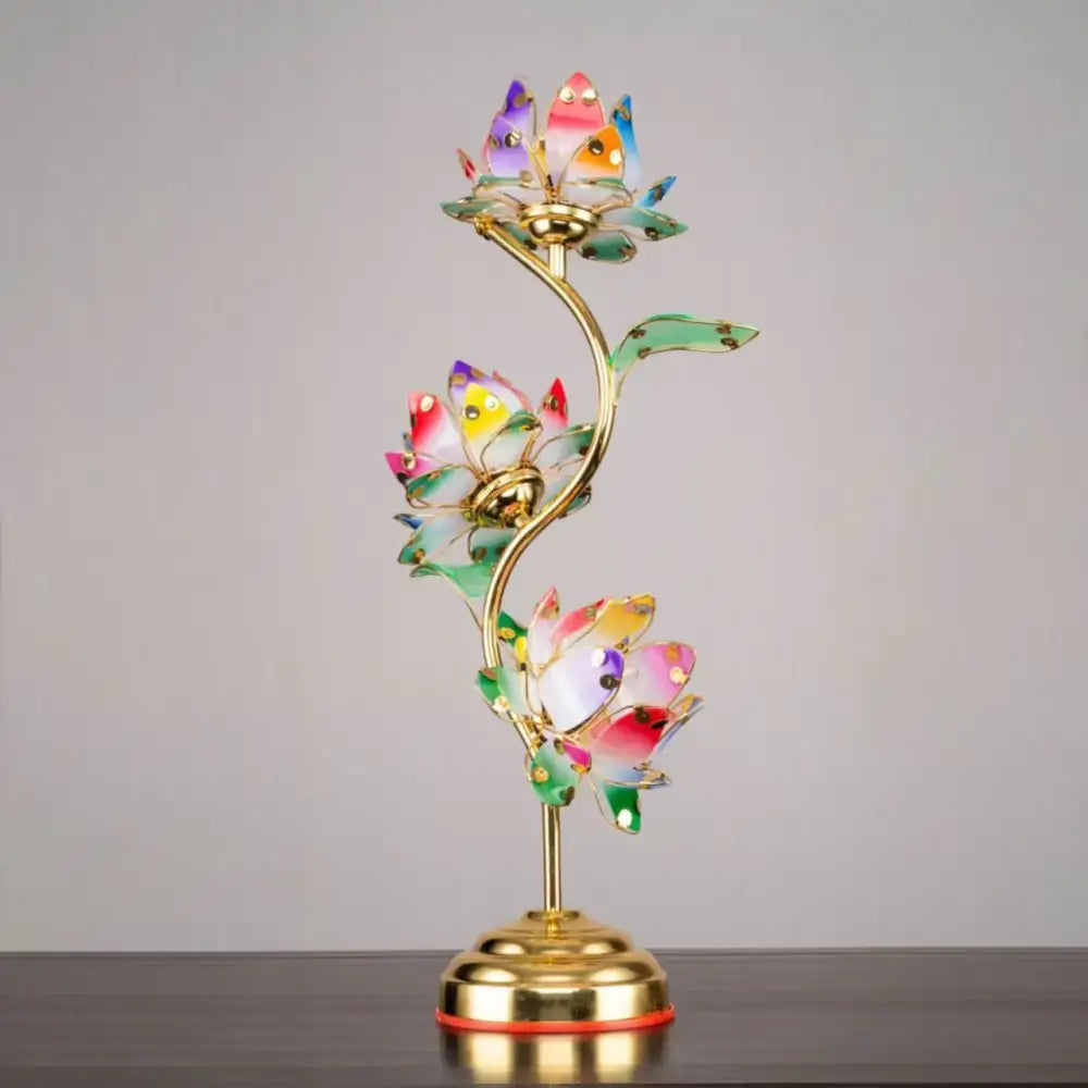 Camille Lotus Color Changing LED Silk Table Lamp E27 - H62CM