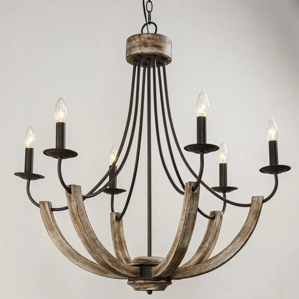 Solid wood living room chandelier American retro minimalist art atmosphere restaurant lighting - D76 H80CM Smoked W 1
