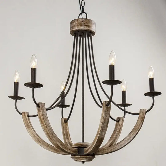 Solid wood living room chandelier American retro minimalist art atmosphere restaurant lighting - D76 H80CM Smoked W 1