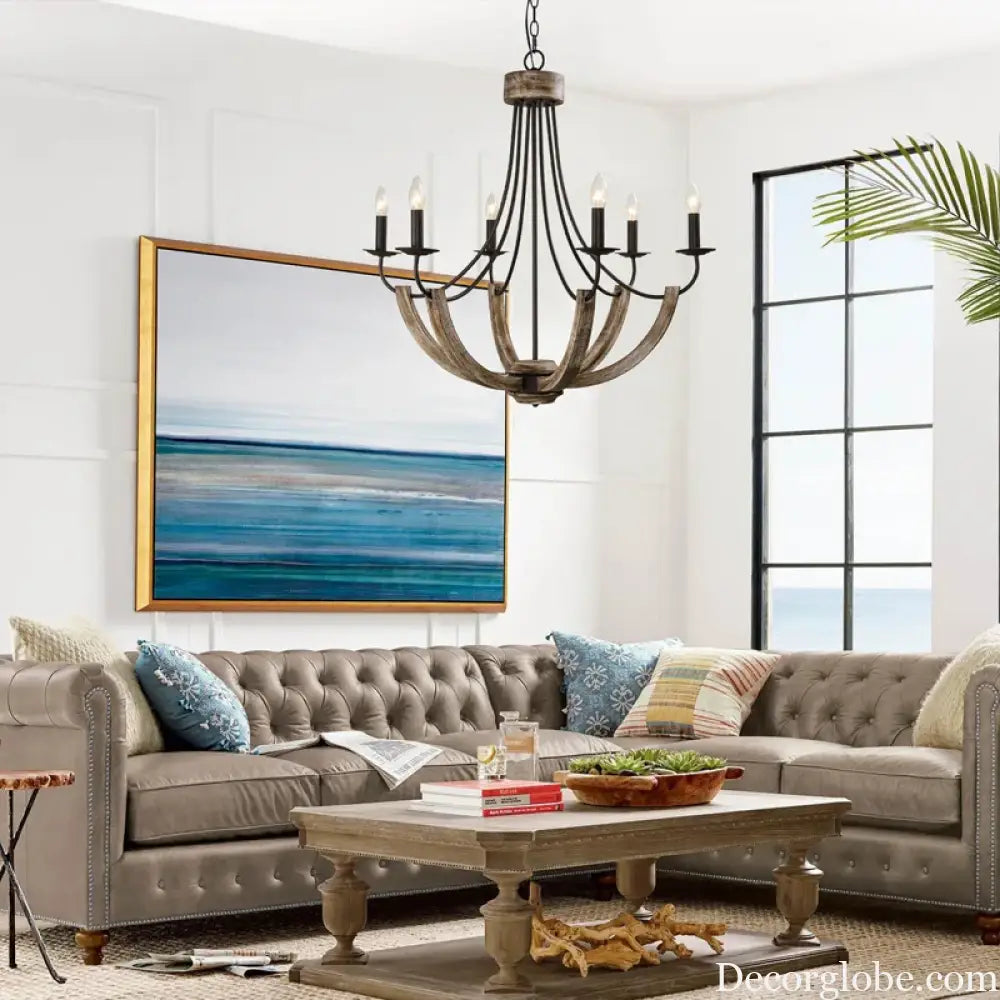 Solid wood living room chandelier American retro minimalist art atmosphere restaurant lighting
