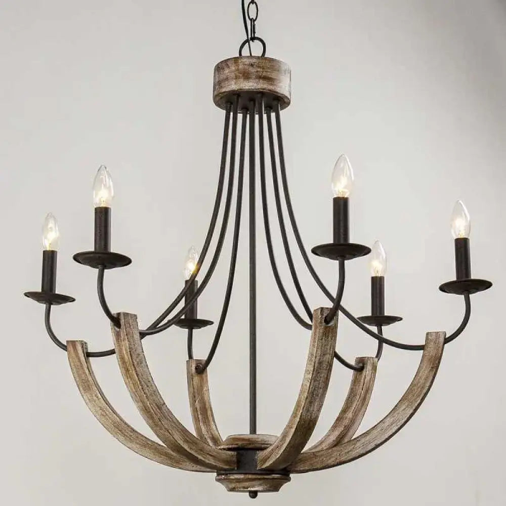 Solid wood living room chandelier American retro minimalist art atmosphere restaurant lighting