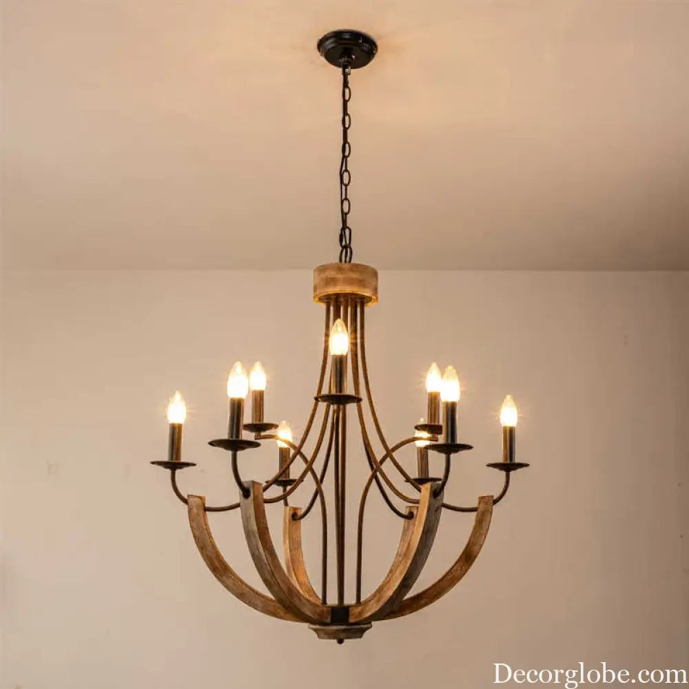 Solid wood living room chandelier American retro minimalist art atmosphere restaurant lighting