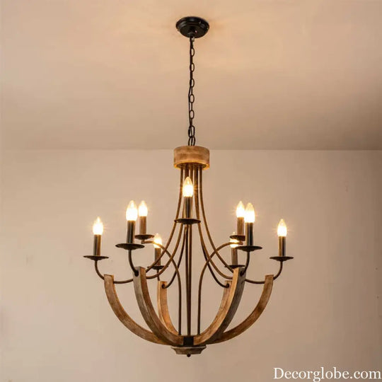Solid wood living room chandelier American retro minimalist art atmosphere restaurant lighting