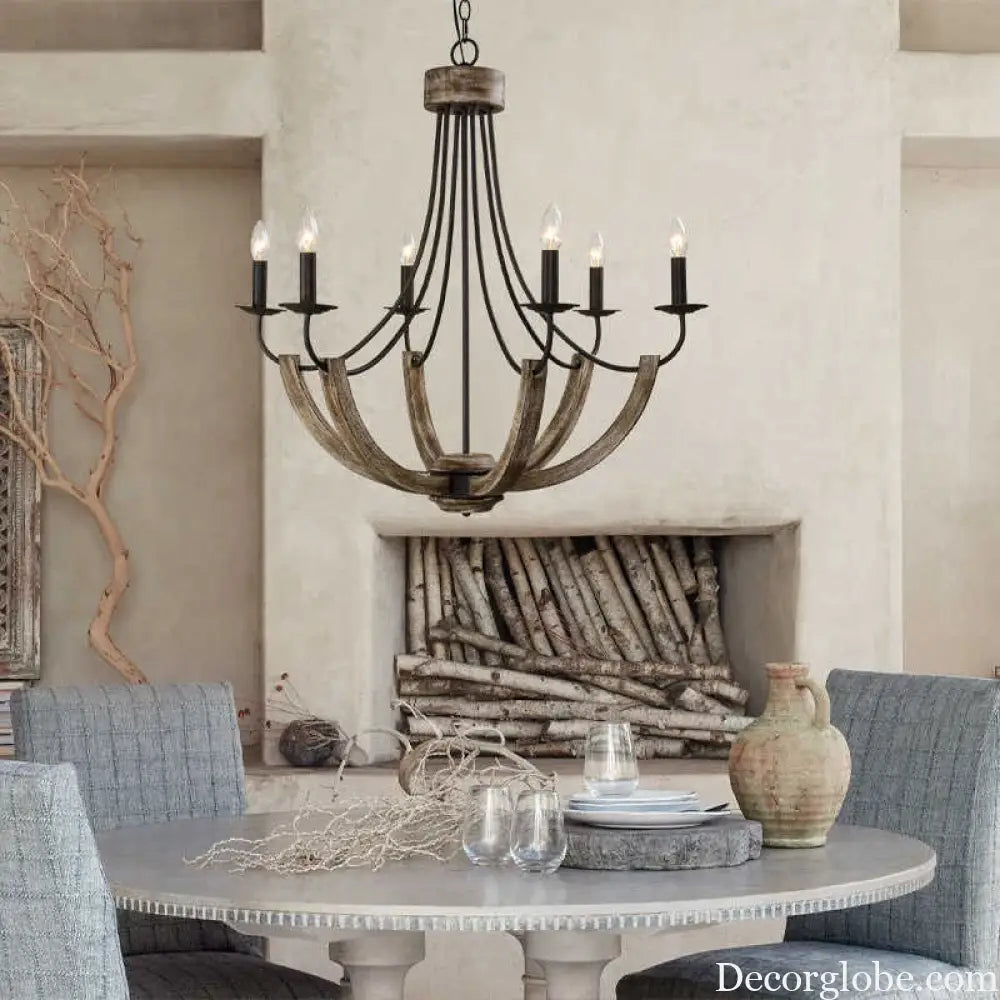 Solid wood living room chandelier American retro minimalist art atmosphere restaurant lighting