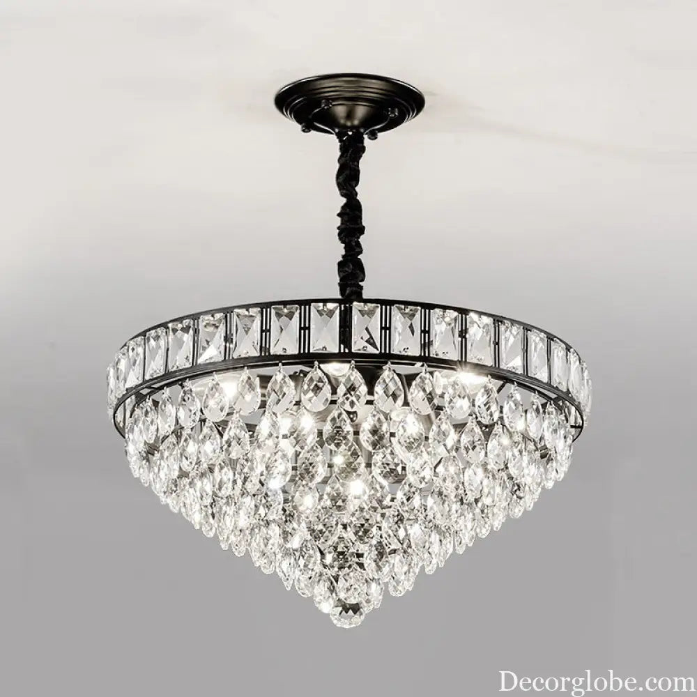 Sylvia Sparkling Symphony: Modern Black 6-Light Chandelier - DecorGlobe