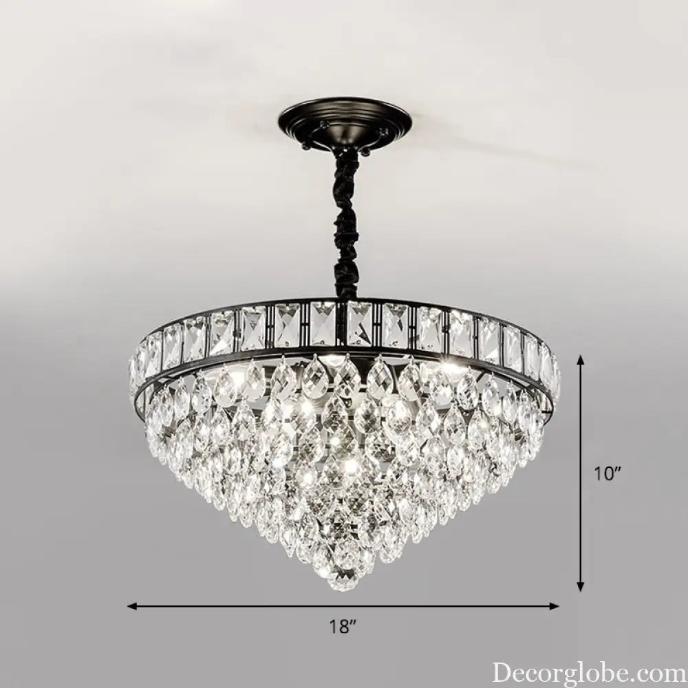 Sylvia Sparkling Symphony: Modern Black 6-Light Chandelier - DecorGlobe