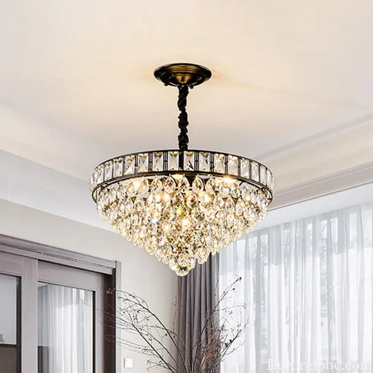 Sylvia Sparkling Symphony: Modern Black 6-Light Chandelier - DecorGlobe